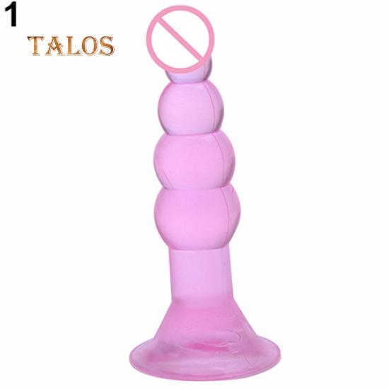Unisex Pleasure Flexible Beads Anal Sex Toy Butt Plug Insert with Suction Cup Stimulator Massager