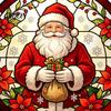 Removable Static Window Film Round Christmas Sticker, Stained Glass Style, Holiday Storefront Decals Cling, Santa Claus Tree PVC Decal for Home Decor