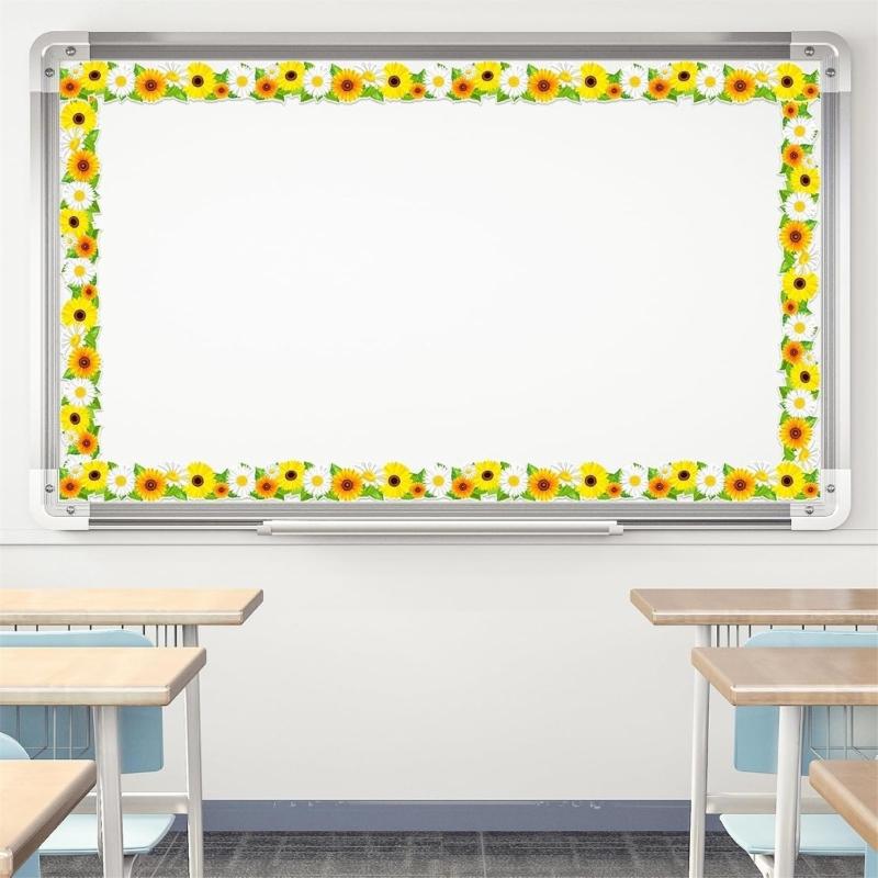 10m Bulletin Board Borders Flowers Classroom Blackboards Flowers Border Trim Decoration for Poster Boards Decoration