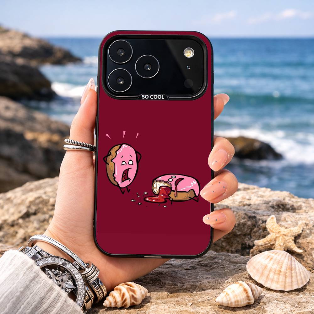 Funny Cute Food Fancy Phone Case For iPhone17,16,15,14,13,12,11,Pro,MAX Gray Matte Silicone Black Cover