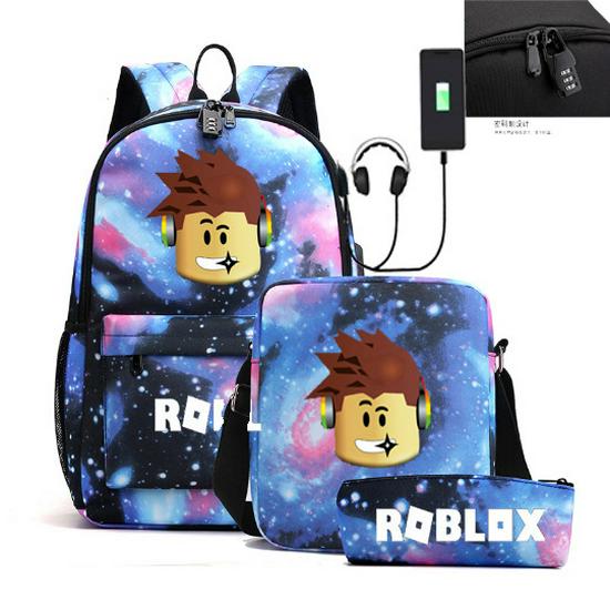 Set batohu, tašky přes rameno a pouzdra na tužky s motivem hry Roblox pro studenty