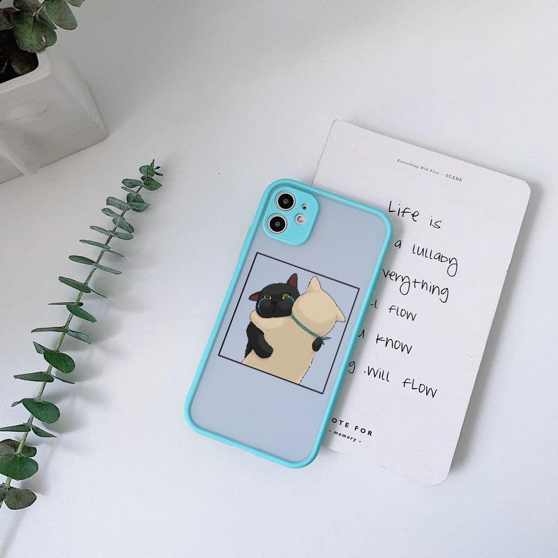 Funny Cartoon Cat Phone Case For iPhone 7 8 Plus SE2 X XR XS MAX For Iphone 15 14 12 13 Mini 11 Pro Max Cute Animal Back Cover