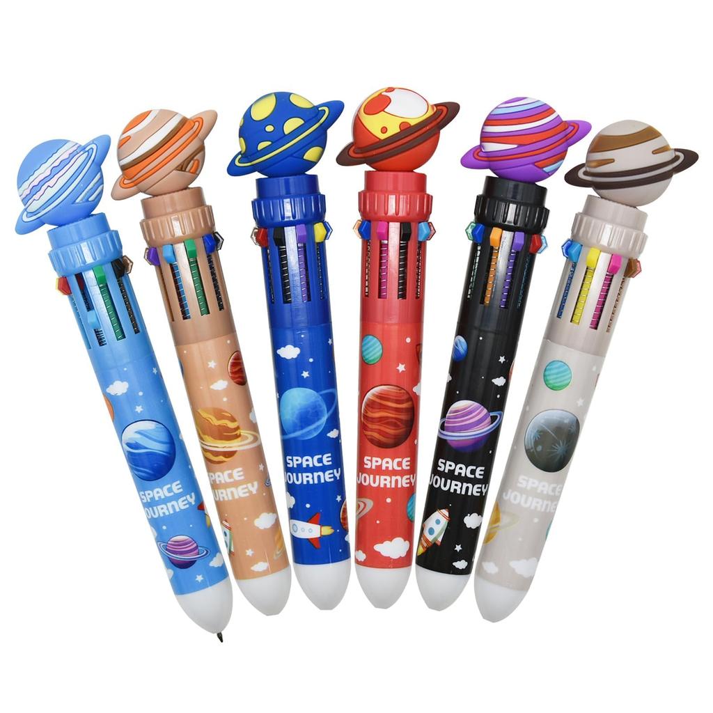 Maydahui Sött Kulspetspenna Set med Snygg Stjärna och Planet Söt Gåva för Barn och Studenter 10 Färger 12, 0,7 mm, Mönster, Flerfärgad, Multifunktionell,