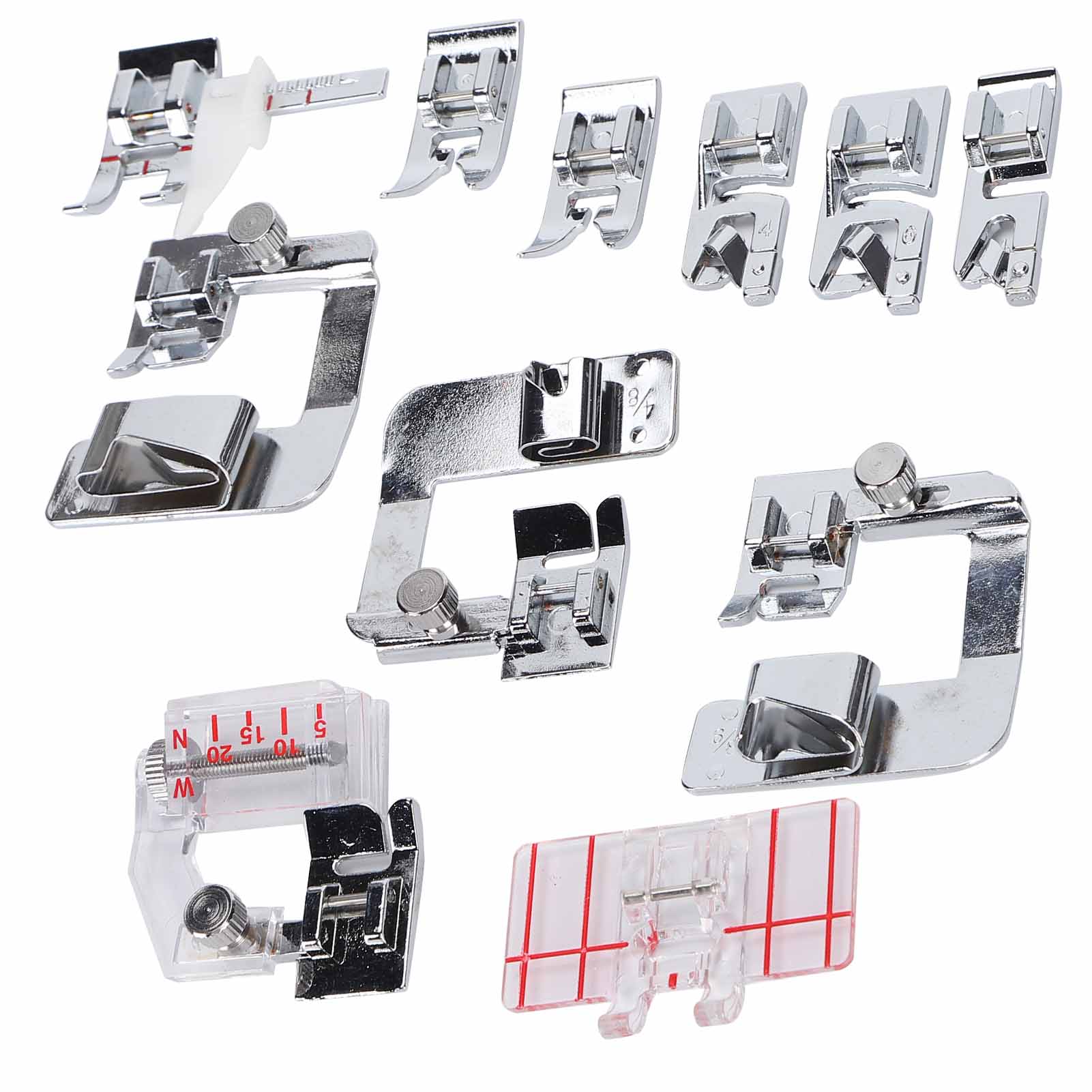 

11Pcs Presser Foot Hemming Rolled Hem Parallel Stitch Sewing Machine Accessories Replacement