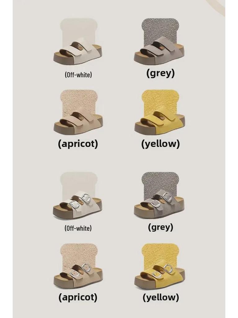 Nama Shoku Pan - Velcro Two-Strap Thick Sole Sandals 4.5CM