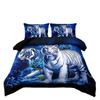 Blue Rose White Tiger High Definition Printed Duvet Set Three-piece Set Soft and Comfortable Bedding