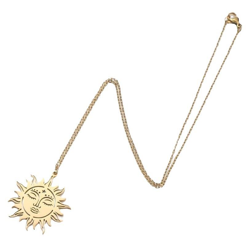 Stylish Stainless Steel Ancient Greek Sun Muse Pendant Necklace Gothic Vintage Necklace