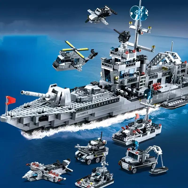 Τεράστιο μέγεθος 1560PCS Πολεμικό πλοίο του Ναυτικού Μοντέλο πλοίου Στρατού Πολεμικό πλοίο 6 σε 1 συνδυασμός πολλαπλών σχημάτων δομικά στοιχεία για να κατασκευαστεί ένα σετ παιχνιδιών για αγόρια