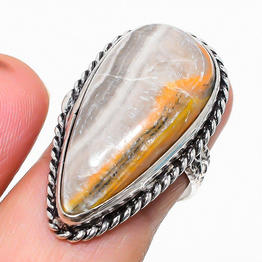 

Подарочное кольцо из стерлингового серебра 925 пробы с натуральным драгоценным камнем яшма шмеля, размер 7 d8r00