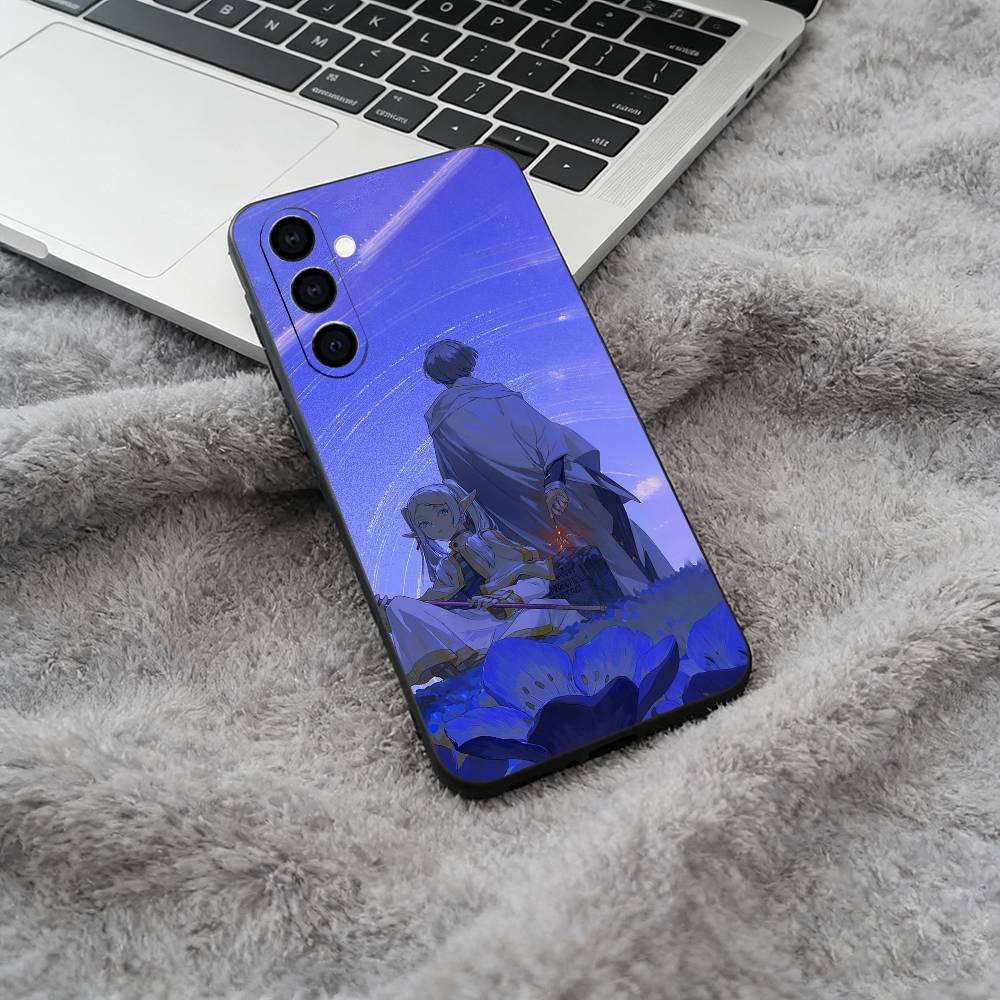 B-Beyond Journey F-Frieren And Fern Soft Silicone phone Case for Samsung Galaxy A73/A71/A72/A70/A53/A52/A51 - Black