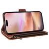 For iPhone 16 Plus Case Zipper Pocket PU Leather Wallet Phone Stand Cover with Strap