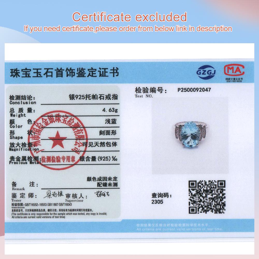 Bague Topaze Bleu Ciel Naturel 8,50ct ovale 10*14mm pierre précieuse argent sterling 925 design classique bijou fin pour l'anniversaire des femmes