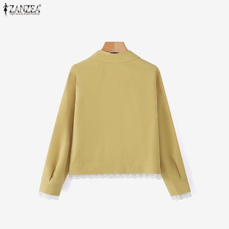 ZANZEA Women Turn Down Collar Long Sleeve Casual Blouse