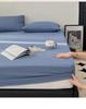 60-Count Long-Staple Cotton Sateen Jacquard Fitted Sheet, Flat Sheet, Pillowcase Set - Plain Color, Pure Cotton, Anti-Slip Mattress Cover