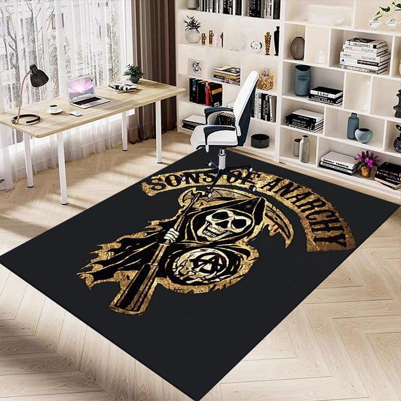 1pc Sons of Anarchy Themed Office Carpet Chair Mats - Durable Polyester Rug for Home Theater, Office, Dorm Room Decor - tA71