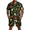Conjunto Casual de Top Ligero Transpirable Estampado para Hombre y Shorts con Cordón