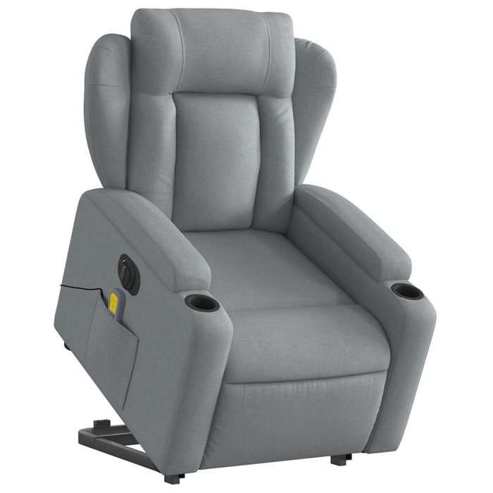 VidaXL Fauteuil inclinable de massage électrique Gris clair Tissu 3204518