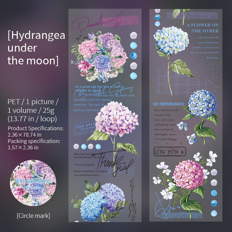 

60mm*2m Floral Stickers PET Tapes Collage Journal Stickers DIY Scrapbook Planner Decor Photo Album Aesthetics Stationery Tapes 60mm X 200cm