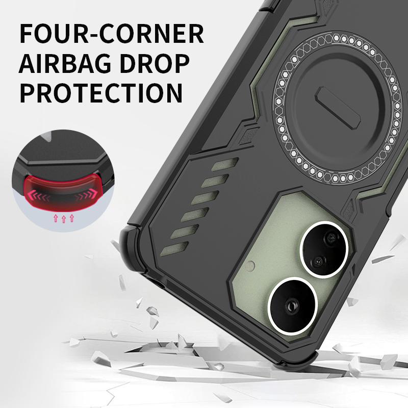 KEYSION Hollow Heat Dissipation Case for Redmi 13C 4G 5G Silicone+PC Magnetic Cooling Shockproof Phone Cover for Xiaomi POCO C65