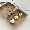 Glossy Metal Heart Pendant Necklace, Clavicle Chain, Autumn/Winter Sweater Accessory