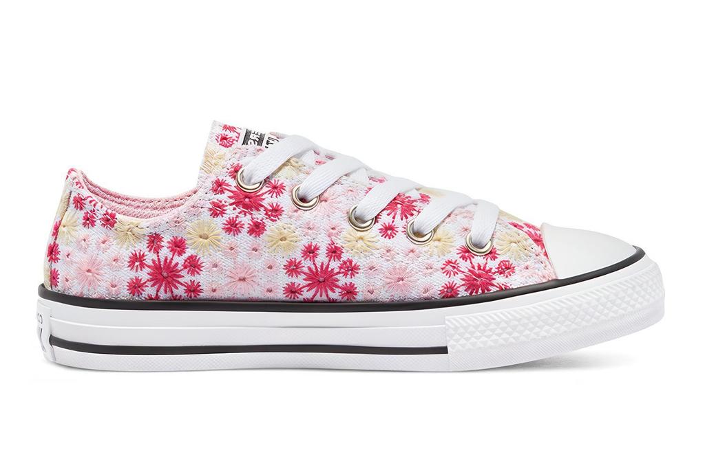 Converse Chuck Taylor All Star Low top Kids Canvas Shoes Embroidery Pink White 671287C