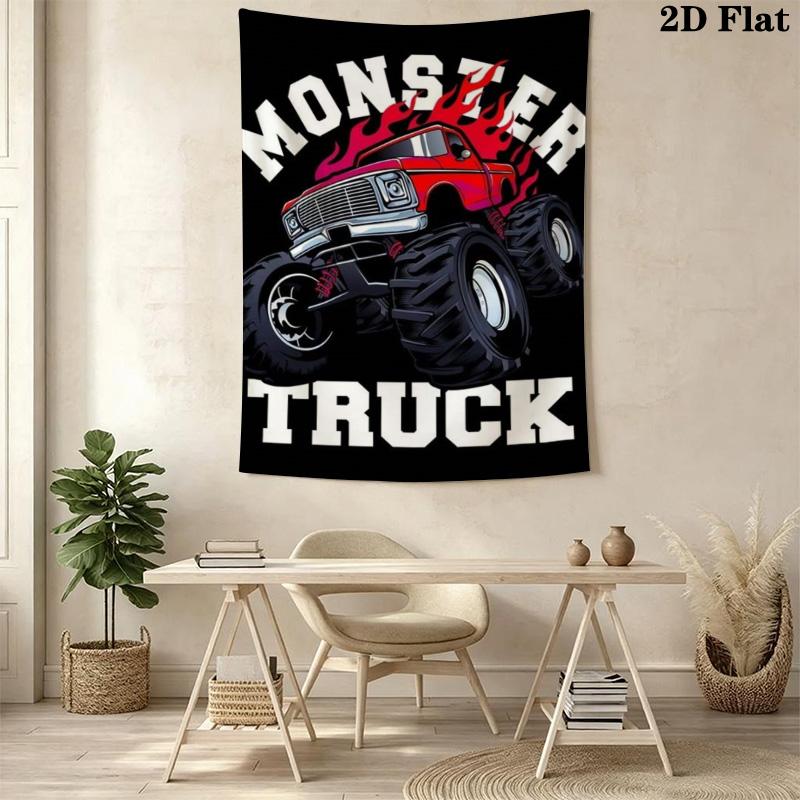 Monster Truck Pattern Home Decor Tapestry, Wall Hanging, Decorative RV Wall Cloth.MGT0918252