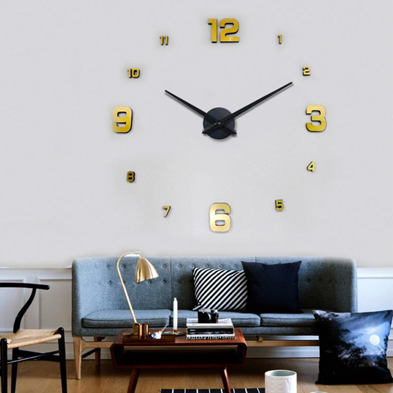 Nordic Minimalist Living Room 3D DIY Wall Clock - Large European & American Style