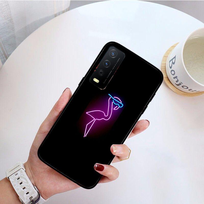 Sfondo nero fluorescente Rosa neon cuore regina cover Per vivo Y31 Y30 Y33S Y11S Y12S Y17 Y20 Y21S Y53S Y15 Y91C V23 Custodie