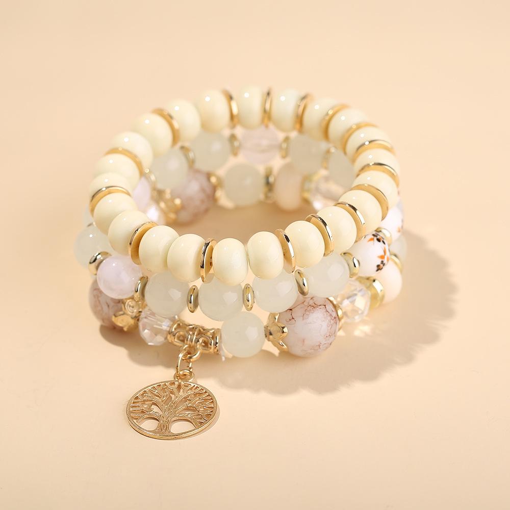 Bohemian Retro Beaded Bracelet Set with Tree of Life Pendant