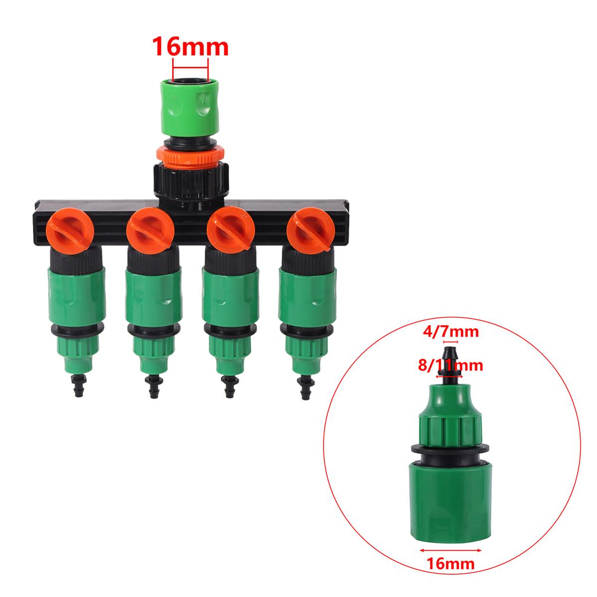 

4/7mm or 8/11mm Hose Garden Drip irrigation 1-in-4-out Water Diverter 1/4 3/8 Pipe Water Diverter 16mm Quick Connection 1 Set оранжевый