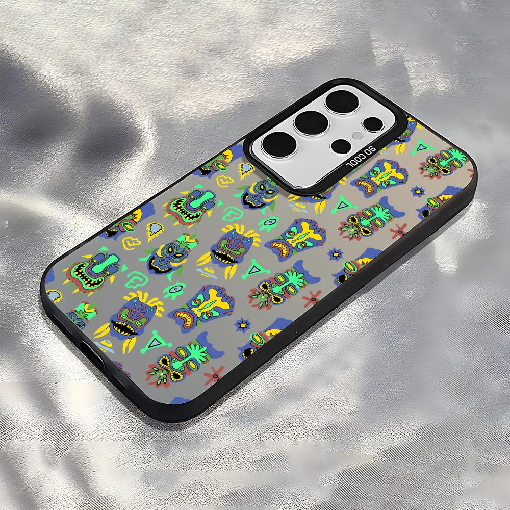 Cool Tiki Phone Case For Samsung Galaxy S25 Edge S24 S23 S22 S21 S20 Ultra Funda Silicone Silver Cover