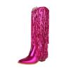 Wide Calf Boots For Women Over The Knee High Women'S Rhinestone Fringe Boots Sparkly Western Cowboy Boots Zapatos De Mujer