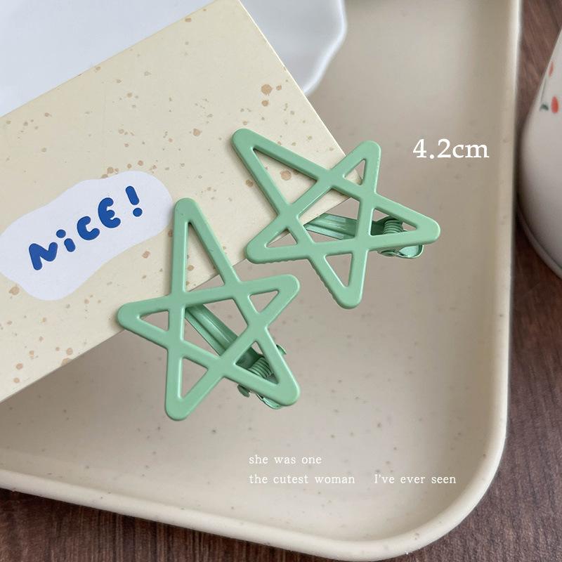 2Pcs Korean colorful Pentagram Hairpin Bangs Broken Hair Star Hairpin Side Duckbill Clip Cute Hair Accessories