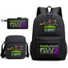 Large Capacity Schoolbag with Shoulder Strap; Student Three-piece Pencil Case Set