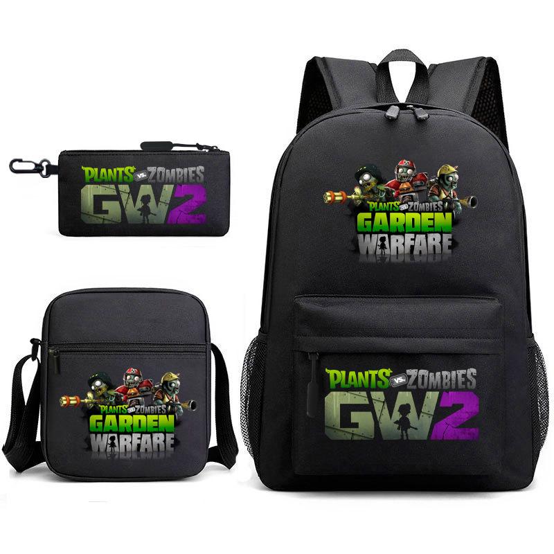 Large Capacity Schoolbag with Shoulder Strap; Student Three-piece Pencil Case Set