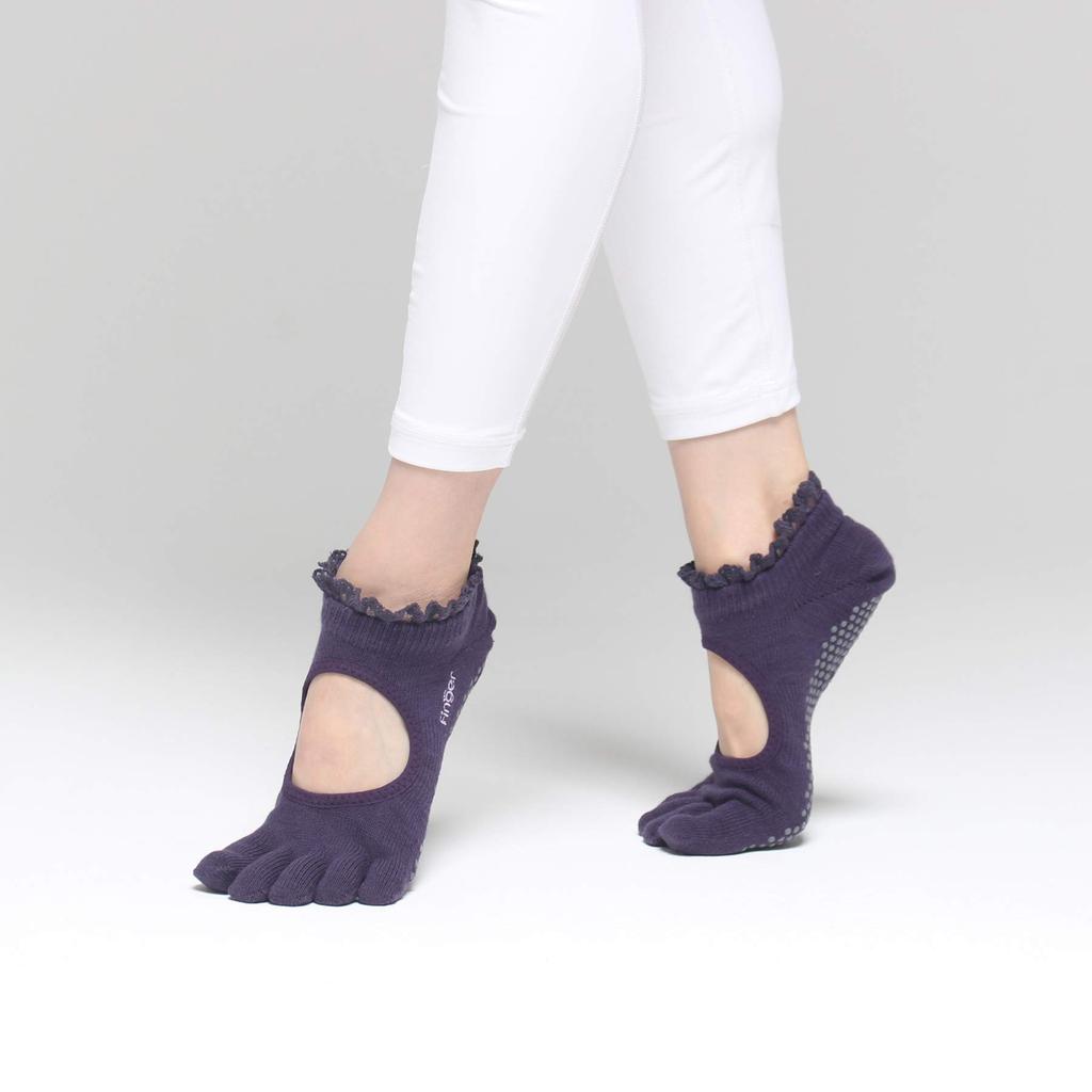 Yoga Yoga Wear Swan Deep [Finger] Women's Five-Toe Socks, Ballet, Pilates, Non-Slip, (Sizes 22.0-24.5 cm, - Purple)