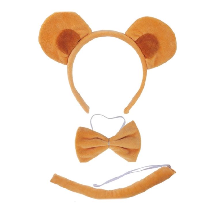 Monkey Ear Heandband Monkey Tail Bowtie Kids Animal Cosplay Costume for Boy Girl