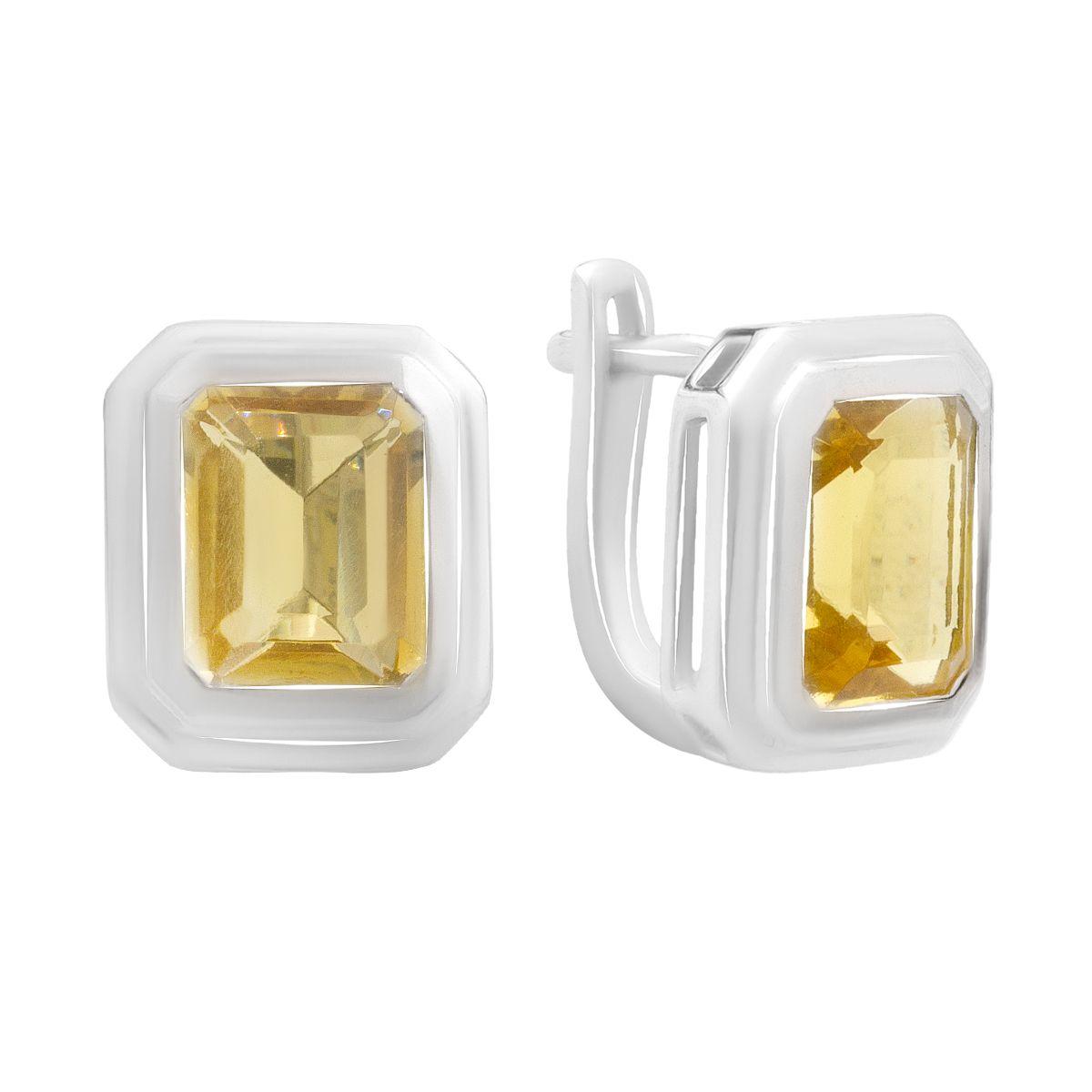 

Silver earrings with citrine nano 5.925ct (2190127) бурштин