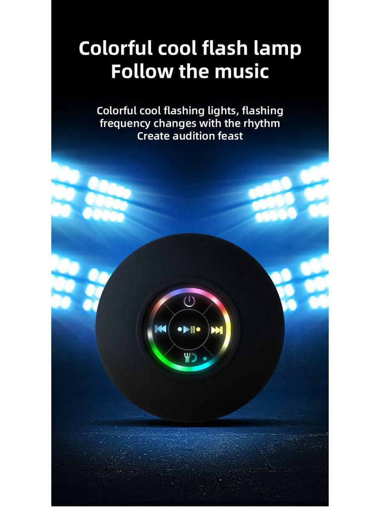 Portable Waterproof LED Bluetooth Speaker with Suction Cup - Mini Mobile Gift