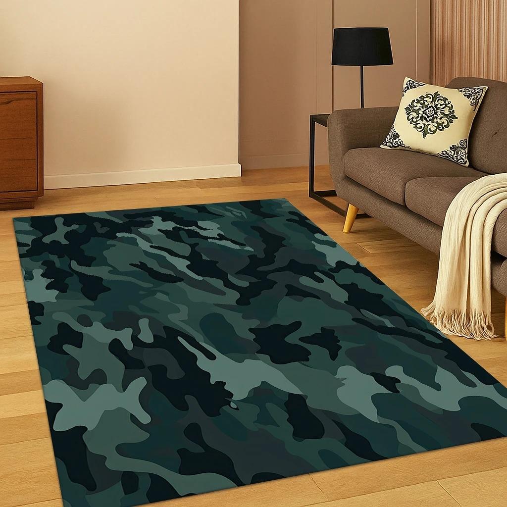Alfombra de Camuflaje Colorida Militar para Hogar Dormitorio Sala de Estar Sofá Felpudo Decoración de Cocina Área de Juego Alfombrillas Antideslizantes