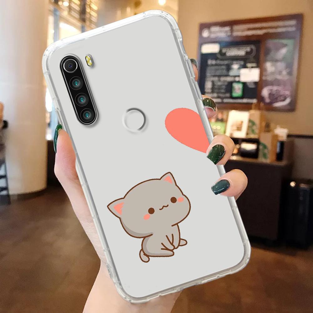

Чехол для телефона с милым персиковым котом для Xiaomi Redmi Note 7 7A 8 8T 9 9A 9S 10 K30 Pro, ультра прозрачный силиконовый бампер, водонепроницаемый ТПУ Redmi 7