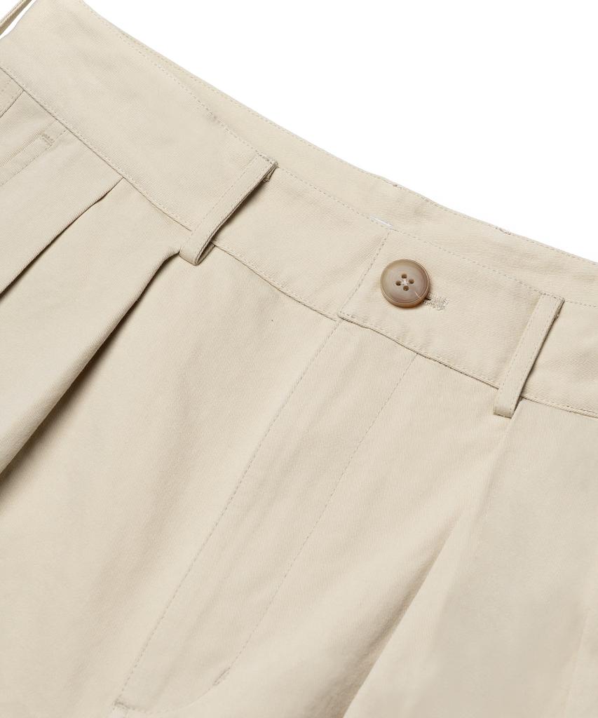 CONNECT KINLOCH Washed Cotton Loose Fit Double-Pleat Pants [Beige]