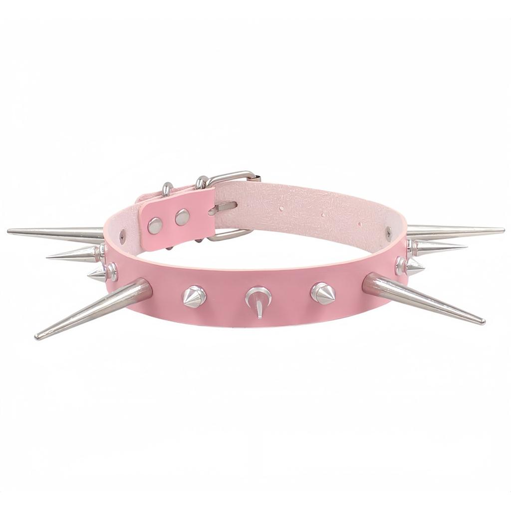 Eco-friendly PU Leather European and American Fashion Punk Style Gothic Long and Short Rivets Spikes Exaggerated Collar Collar Necklace Necklace