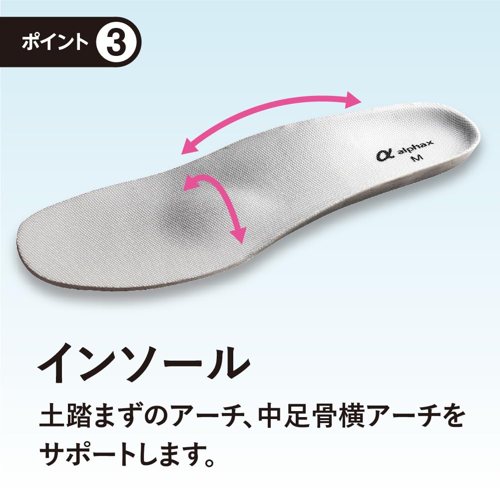 Alphax Women's Doctor's Valgus Support Sneakers, Navy, Size L (24.0-24.5cm)