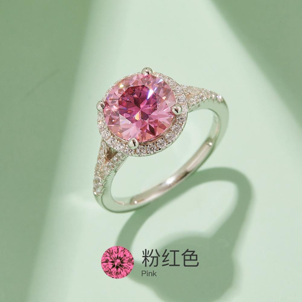 Vinregem Classic 100% 925 Sterling Silver VVS1 1.5-3CT Round Cut D Color Real Moissanite Diamond Engagement Fine Jewelry Ring Anniversary Gift