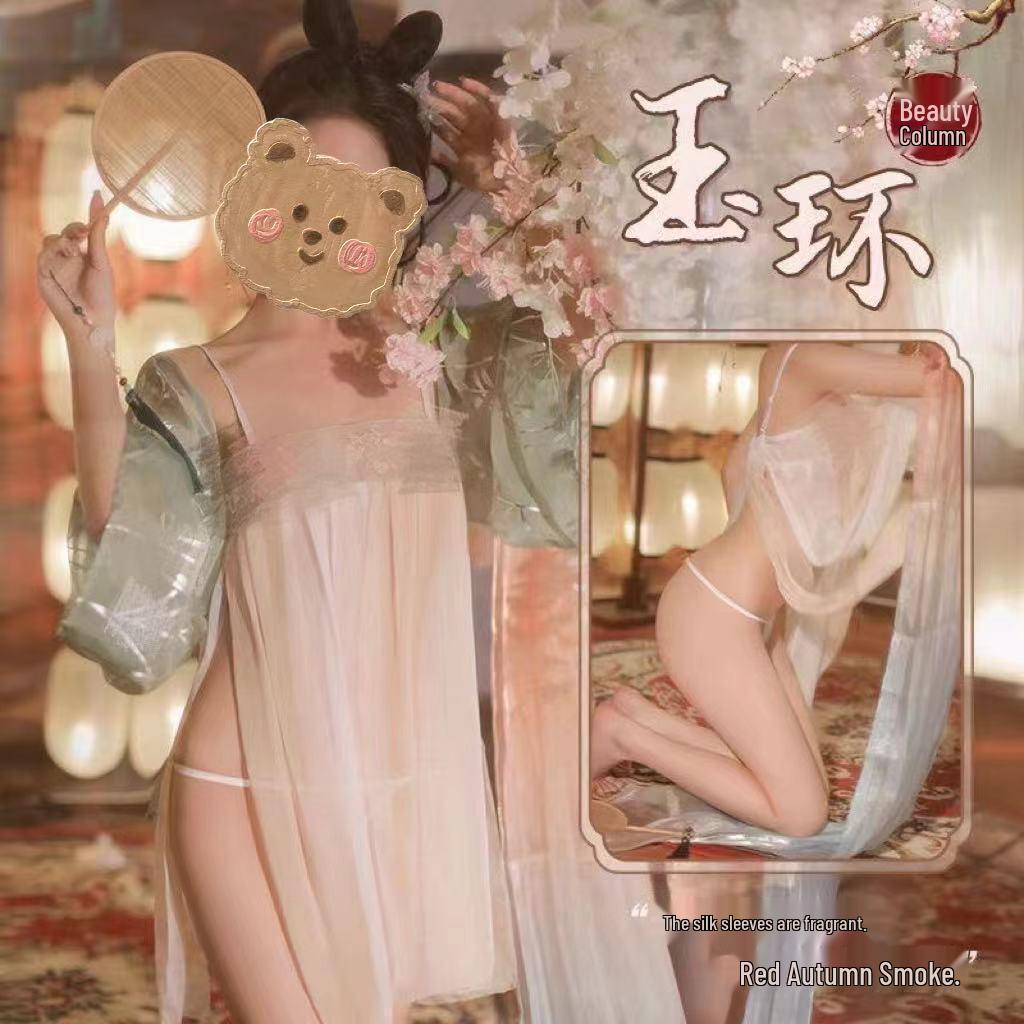 Elegant Plus Size Sheer Embroidered Hanfu Lingerie Set