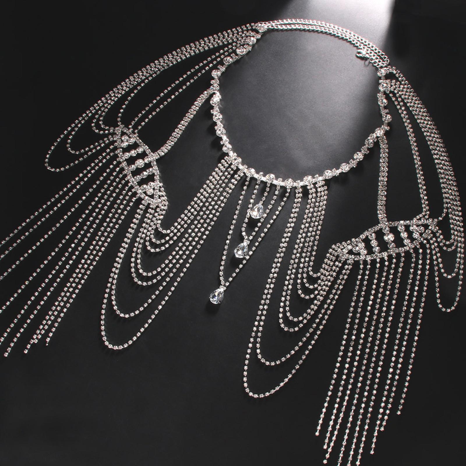 

Элегантная цепочка на плечо со стразами, регулируемое многорядное ожерелье для тела, для вечеринок и свадебного украшения