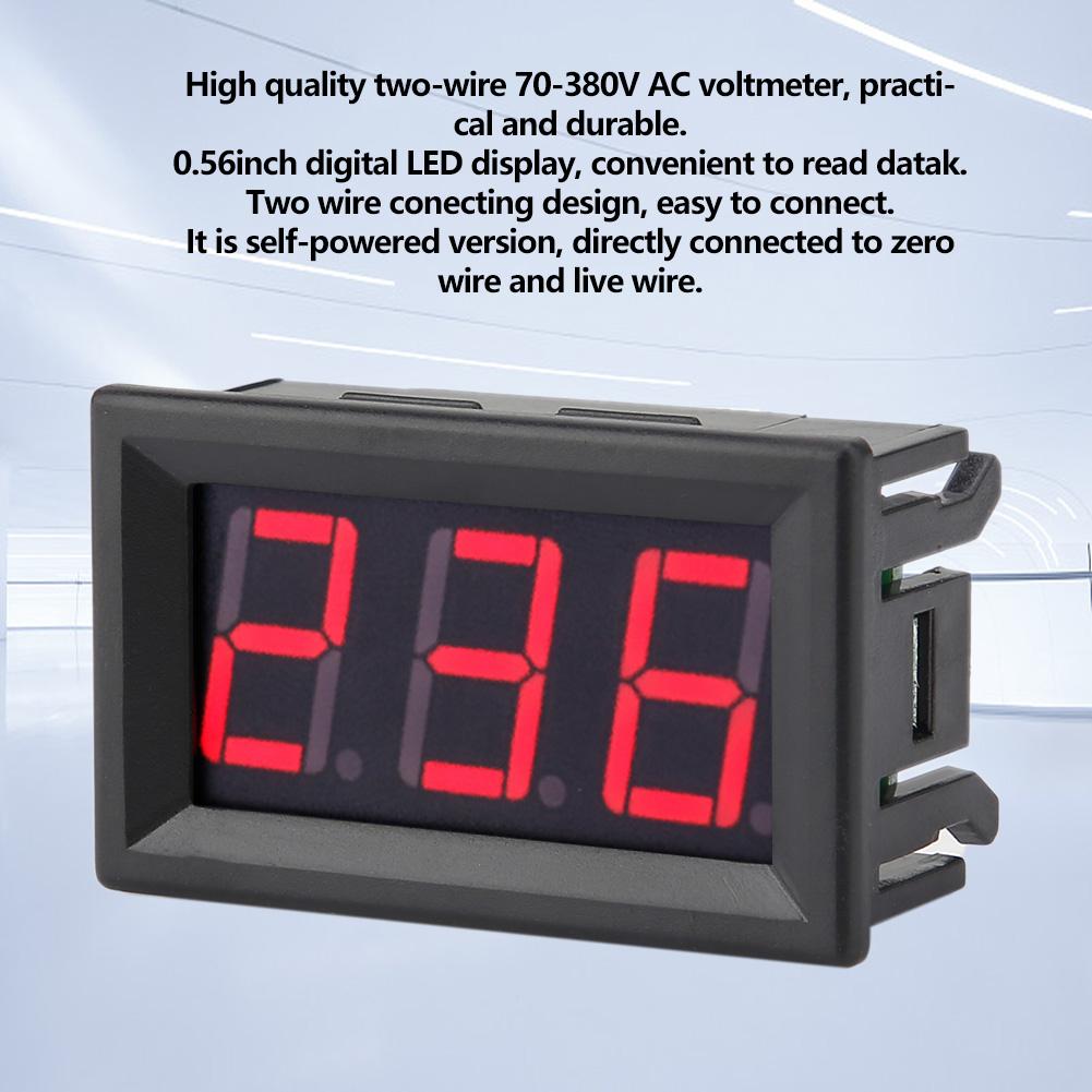 Digital Voltmeter 0.56inch Two Wire AC 70 380V Digital LED Display Voltage Meter (Red)