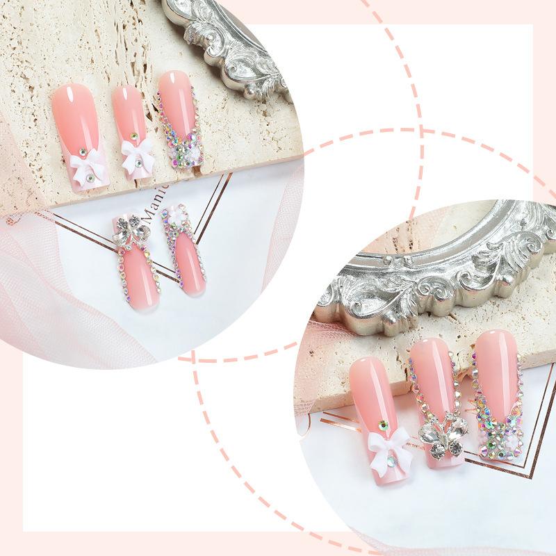ins style, European and American cross-border nail patches, hand-worn nail bows, diamond-encrusted nail pads, removable fake nails
