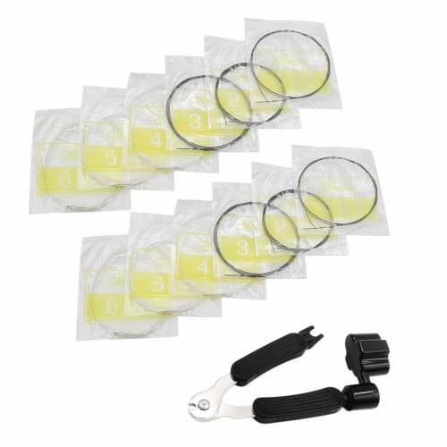 Black Nylon Classical Guitar String 2 Full Set and 3 In 1 Guitar String Winding Tool Guitar String Winder Guitar String Cutter Guitar Pin Puller